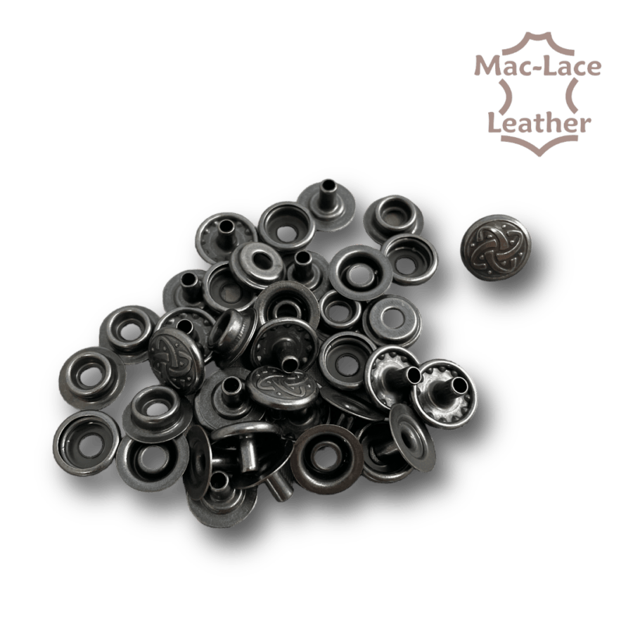 Regular Celtic Press-Studs Black Antique Pack of 10