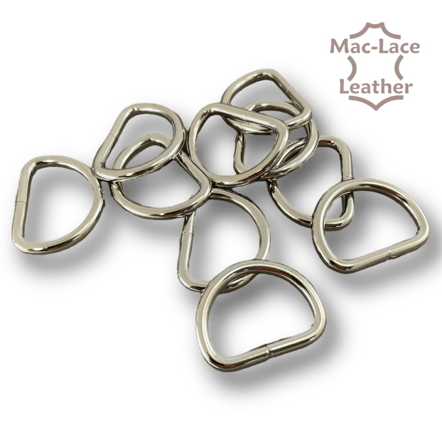 Non-Welded 25mm Nickel D-Rings Pack of 10