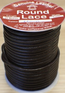 5mm Round Brown Leather-Lace x 25m