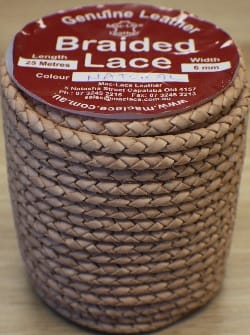 Braided Natural Leather-Cord 6mm x 25m