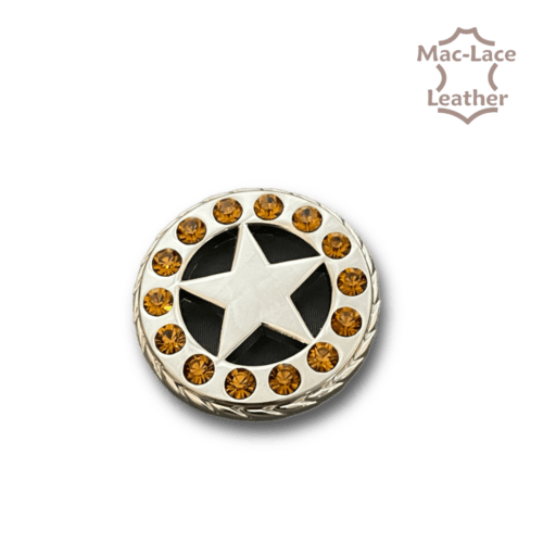 Concho Round with Star 38mm Amber