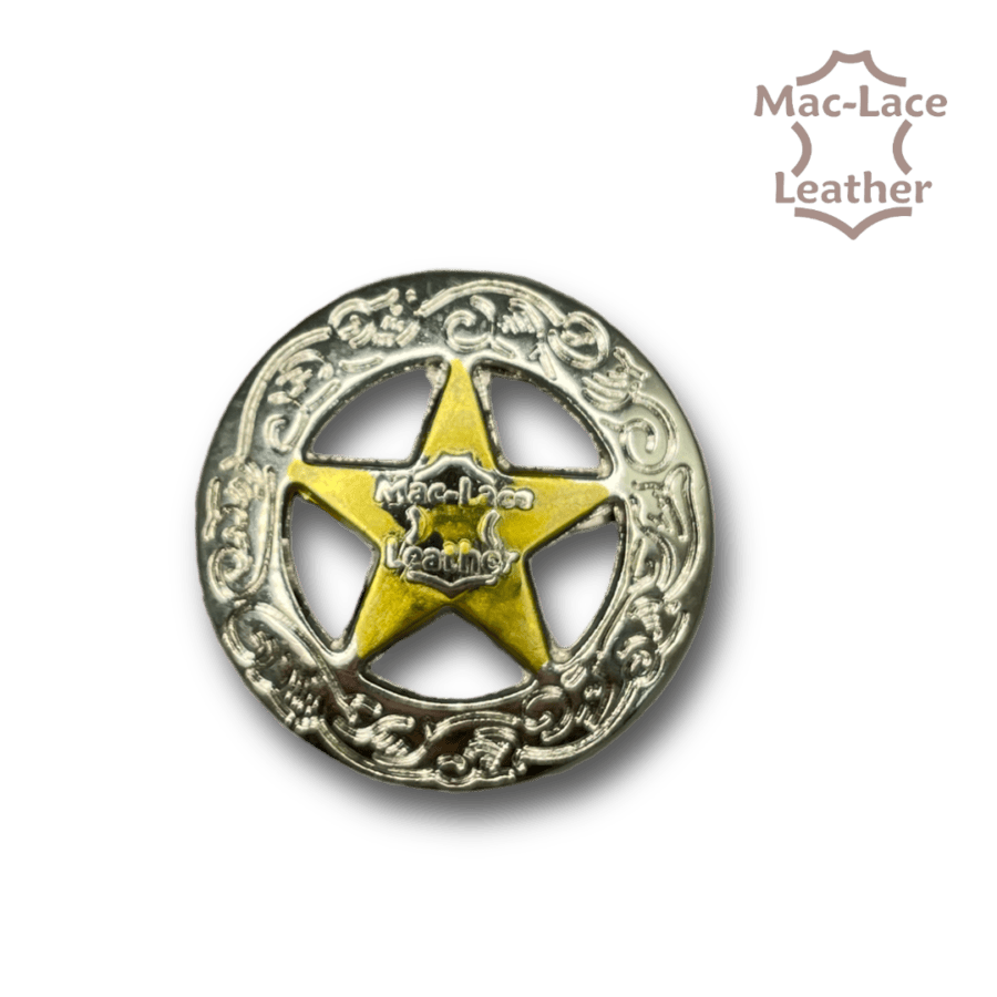 Concho Round with Star Nickel & Gold