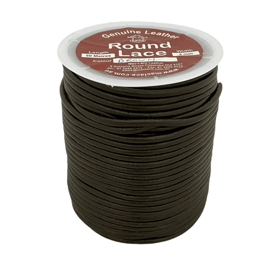 Brown Round Leather Lace 4mm x 50m