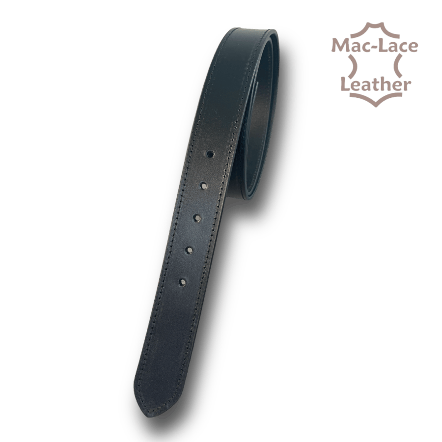 Leather Belt 38mm Black with Black Stitching - Long