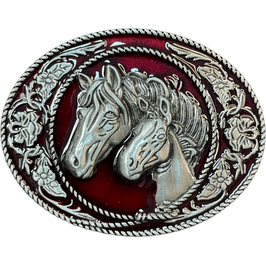Trophy Buckle-Twin Horses Head