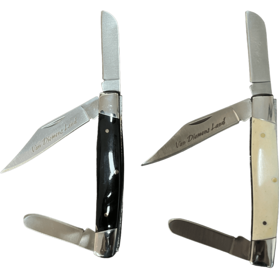 Stockman 3 Blade Ox Bone/Wooden Handle Folding Knife
