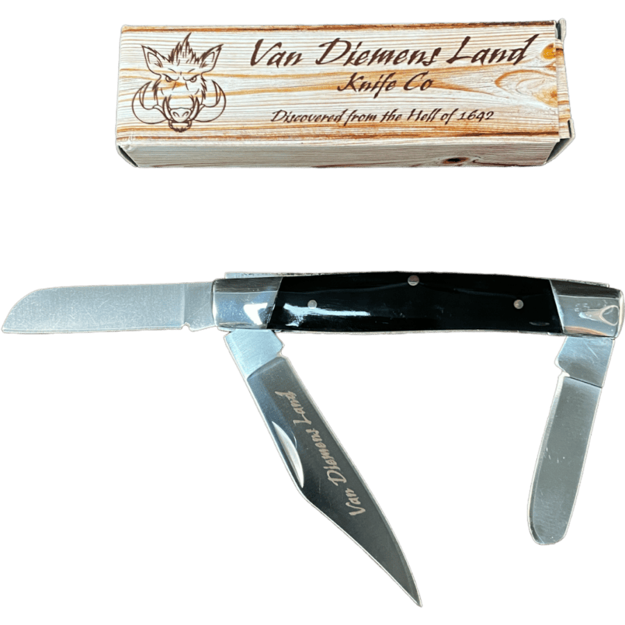 Stockman 3 Blade Ox Bone/Wooden Handle Folding Knife