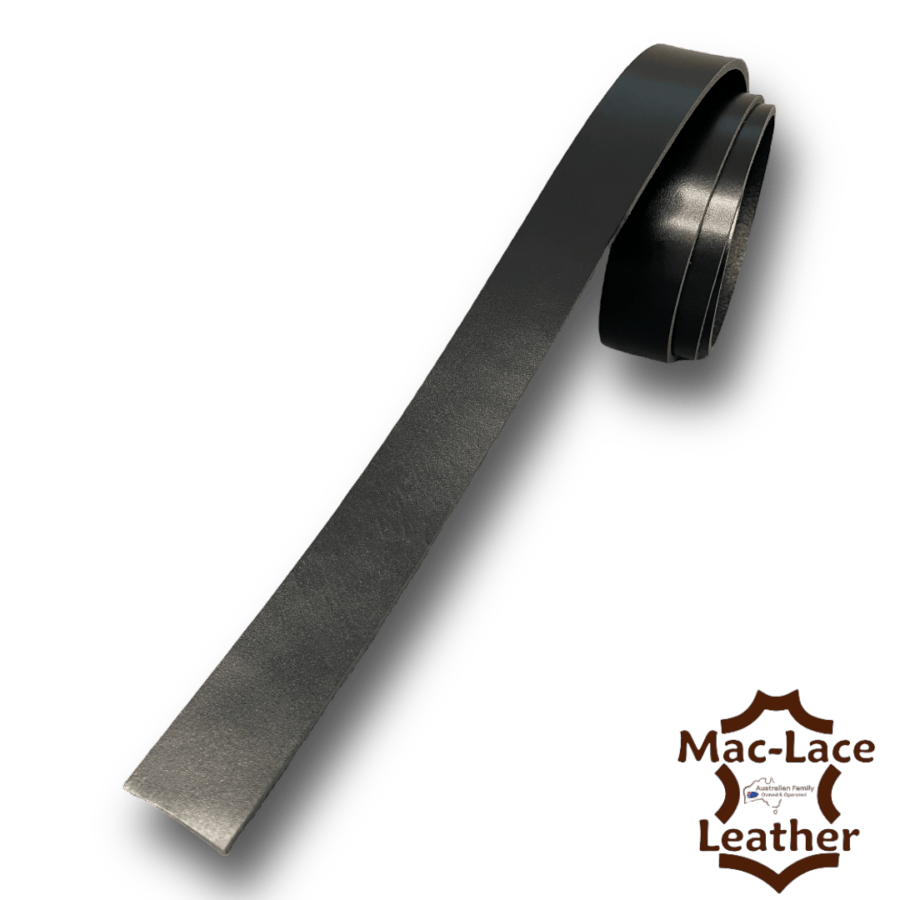 Chrome Buffalo Leather Belt-Blanks Gloss Black
