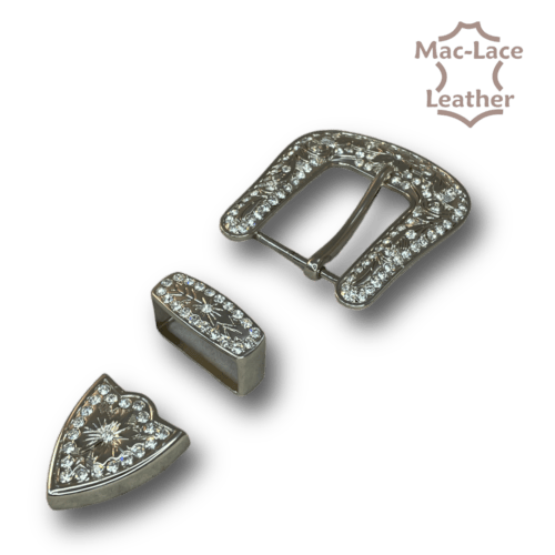 3-Piece 32mm Nickel Buckle with Crystals
