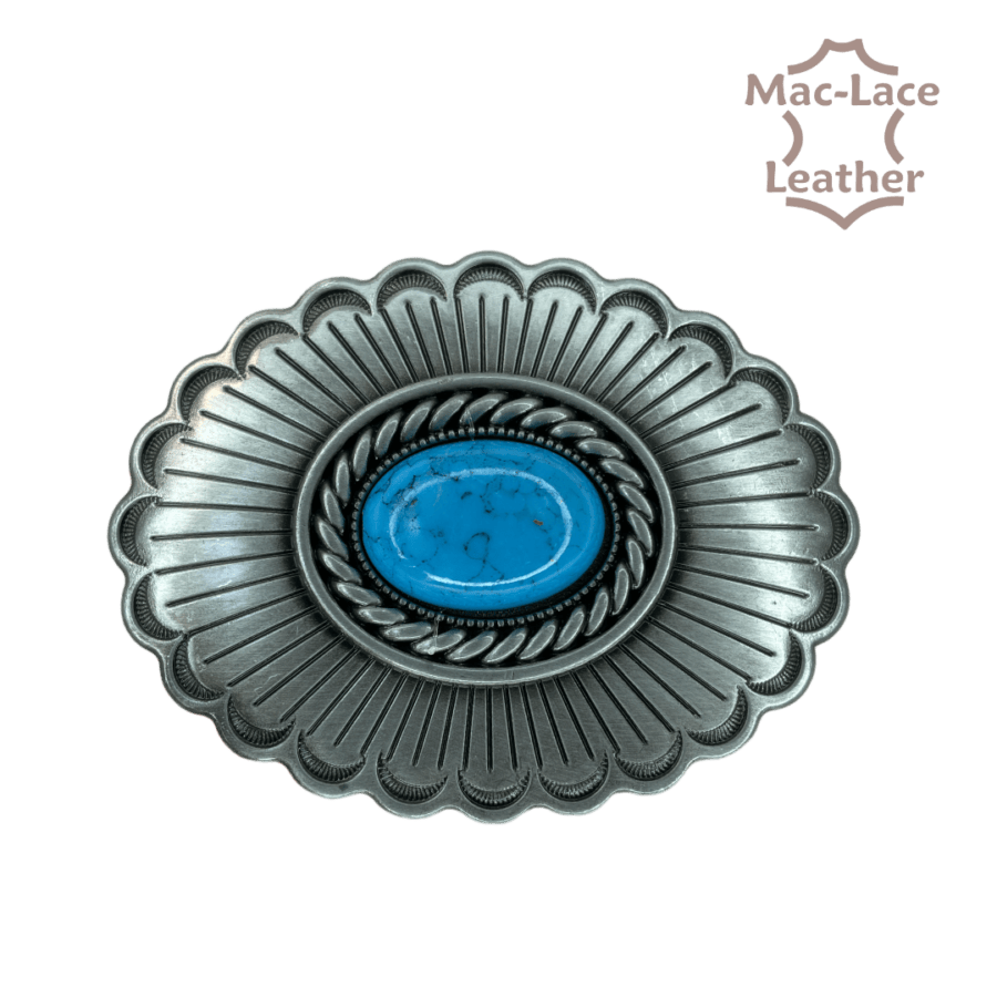 Trophy Buckle -Oval Turquoise Centre Stone