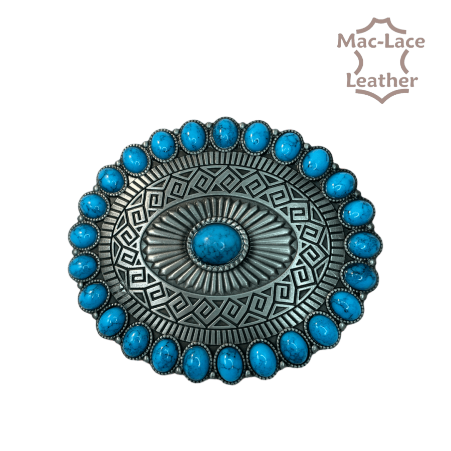 Trophy Buckle - Oval Turquoise with edge stones