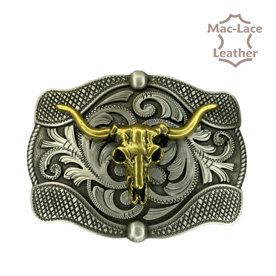 Trophy Buckle - Brass Longhorn-Skull