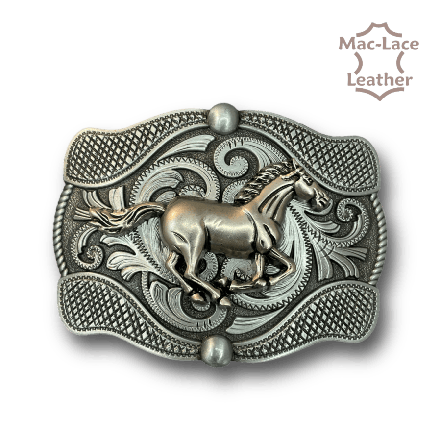 Trophy Buckle Horse-Running Antique Nickel Buckle
