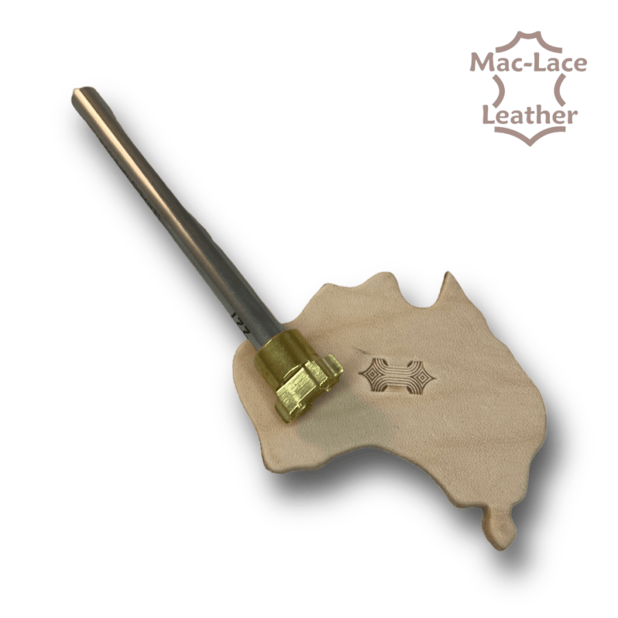 Introducing the extraordinary Leather Craft Stamp 227, the perfect tool for leather craft enthusiasts! With its compact size of 7 x 16 mm, this stamp is designed to bring precision and creativity to your leather crafting projects. Whether you're a seasoned professional or a passionate hobbyist, this stamp is an essential addition to your toolkit. Crafted with meticulous attention to detail, this Stamp is made from high-quality materials to ensure durability and longevity. Its sturdy construction guarantees that it will withstand frequent use, making it a reliable companion for all your leather crafting endeavours. This Stamp offers unparalleled versatility, allowing you to explore your creative potential and add intricate designs and patterns to a wide variety of leather items. From belts and wallets to bags and accessories, this stamp will help you create unique and eye-catching embellishments.