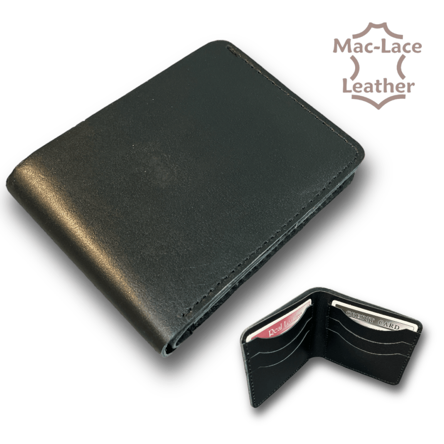 Black Leather Card Wallet with Black Stitching