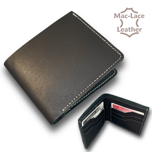 Plain Black Leather Card-Wallet with Natural Stitching