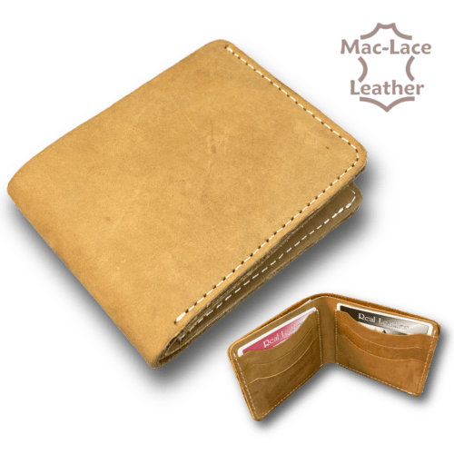 Tan Leather Card Wallet with Natural Stitching
