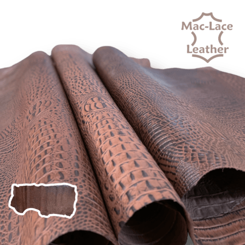 Brown Croc Embossed Calf Leather