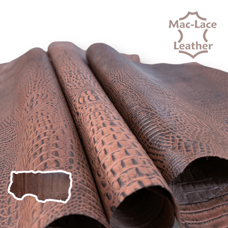 Brown Croc Embossed Calf Leather