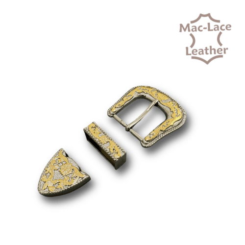 38mm 3-Piece Floral Nickel-Gold Buckle