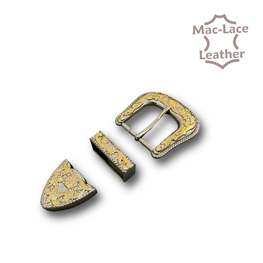 38mm 3-Piece Floral Nickel-Gold Buckle