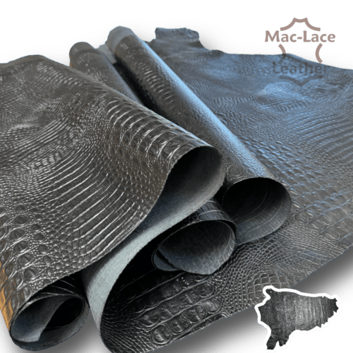 Alligator Embossing Black Cow Leather