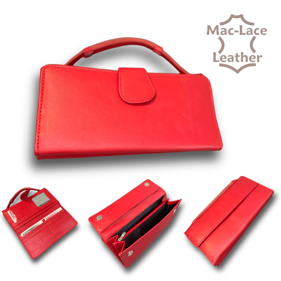 Ladies Red Leather Purse with small handle