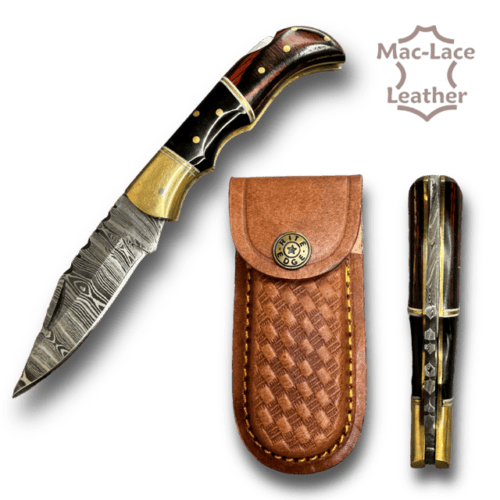 Damascus Folder Wood-Horn Handle DM-1214